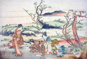 Gathering spring greens by Katsushika Hokusai Gathering spring greens by Katsushika Hokusai