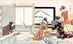 Preparing Food for the Warbler 1798 by Katsushika Hokusai Preparing Food for the Warbler 1798 by Katsushika Hokusai