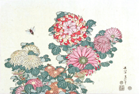 Chrysantemums and a honey bee by Katsushika Hokusai Chrysantemums and a honey bee by Katsushika Hokusai