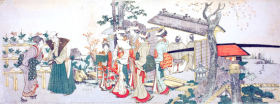 A Group of Young Women Entering the Garden of a Horticulturist by Katsushika Hokusai