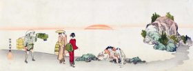 Beach at sunrise by Katsushika Hokusai
