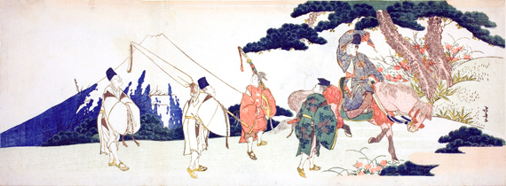 The Eastern Journey of the Celebrated Poet Ariwara no Narihira by Katsushika Hokusai, oil painting reproduction on canvas The Eastern Journey of the Celebrated Poet Ariwara no Narihira by Katsushika Hokusai