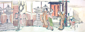 Visiting Oji Inari Shrine by Katsushika Hokusai
