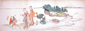 Visitors to Enoshima by Katsushika Hokusai