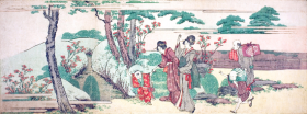 Women and children out for a picnic by Katsushika Hokusai