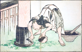 Craftsman working on Temple by Katsushika Hokusai
