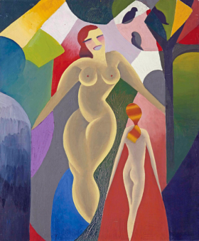 Deux nus dans un paysage by René Magritte