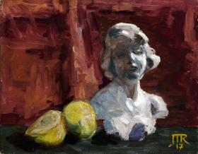 Buste en plâtre et fruits by René Magritte