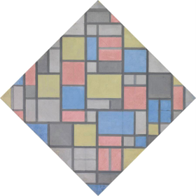 Composition with Grid 6 - Lozenge, Composition with Colours by Piet Mondrian Composition with Grid 6 - Lozenge, Composition with Colours by Piet Mondrian