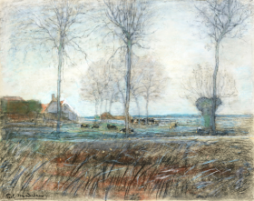 Farm Setting, Three Tall Trees in the Foreground, c. 1907 by Piet Mondrian Farm Setting, Three Tall Trees in the Foreground, c. 1907 by Piet Mondrian