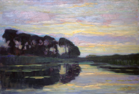 Ferme sur le Gein, dissimulée par de grands arbres, au coucher de soleil by Piet Mondrian Ferme sur le Gein, dissimulée par de grands arbres, au coucher de soleil by Piet Mondrian