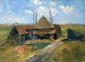 Haystack and Farm Sheds in a Field by Piet Mondrian