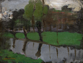 Hoeve met Wilgen aan het water I by Piet Mondrian