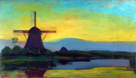 Oostzijde windmill at night by Piet Mondrian Oostzijde windmill at night by Piet Mondrian