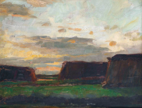 Three haystacks in a field by Piet Mondrian Three haystacks in a field by Piet Mondrian