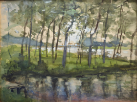 Young Tree Grove Amidst Water Reflections by Piet Mondrian Young Tree Grove Amidst Water Reflections by Piet Mondrian