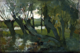 Willow grove, trunks leaning left I by Piet Mondrian Willow grove, trunks leaning left I by Piet Mondrian