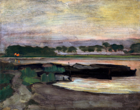 Aan Ouderkerkerdijk bij de Omval in de Avond II by Piet Mondrian Aan Ouderkerkerdijk bij de Omval in de Avond II by Piet Mondrian