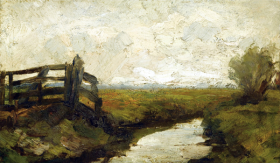 Irrigation Ditch with wood Gate at Left by Piet Mondrian Irrigation Ditch with wood Gate at Left by Piet Mondrian