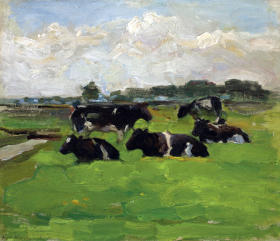Polder Landscape with Group of Five Cows by Piet Mondrian Polder Landscape with Group of Five Cows by Piet Mondrian