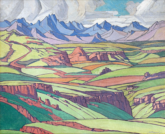 The Maluti Mountains by Jacobus Hendrik Pierneef - Oil Painting